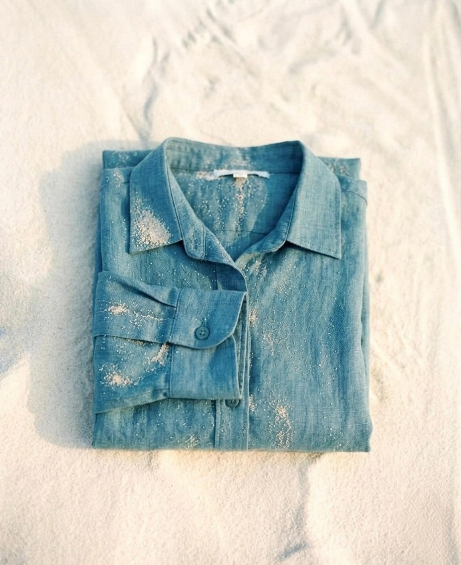 TEAL-BLUE LINEN SHIRT