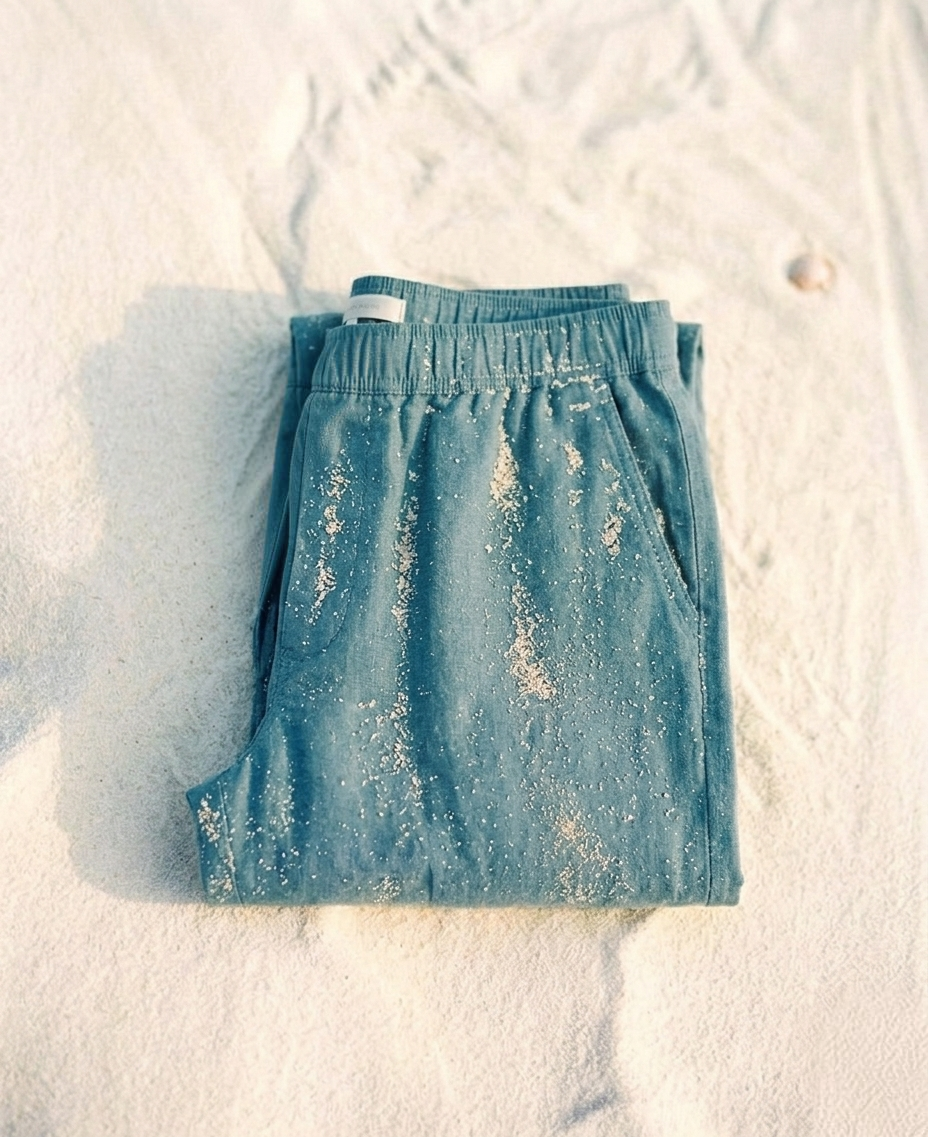 TEAL-BLUE LINEN TROUSER